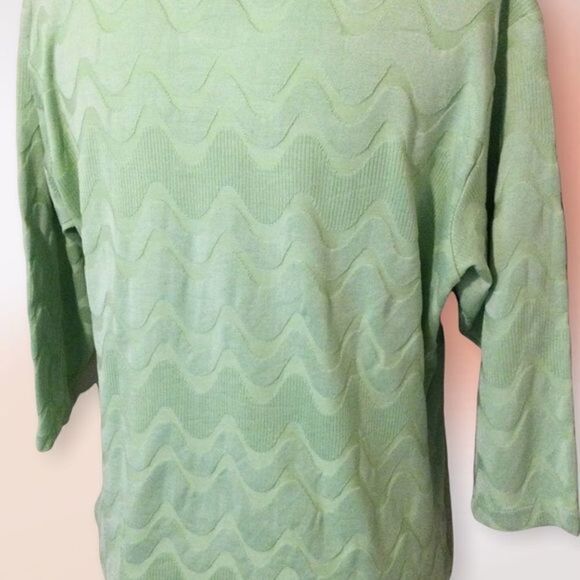 JAMIE Sadock Spring Green Silk‎ Blend Crew Neck Pullover Top Tee Size S/M - Picture 5 of 9